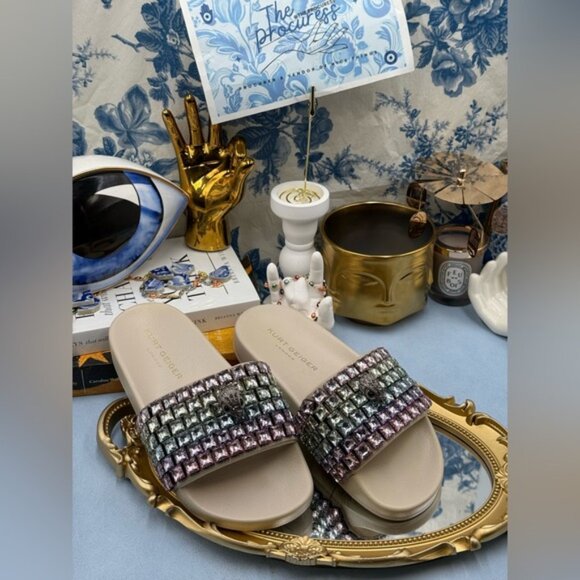 🆕 KURT GEIGER LONDON 🧿 NWOB Meena Eagle Jewel Sandal, Pastel Rainbow - Sz US 6 - Picture 2 of 16